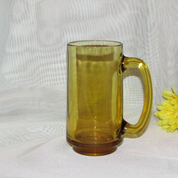Beer Mug BANFF Vintage Gold Glass Faux Leather Sleeve Souvenir - Picture 2 of 11